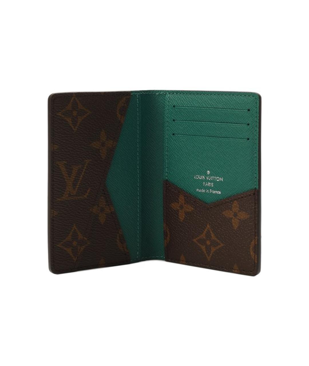 LOUIS VUITTON Коричневый кожаный кардхолдер, фото 1