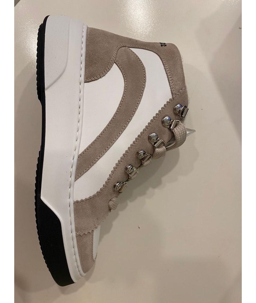 DSQUARED2 Бежевые кожаные кроссовки, фото 9