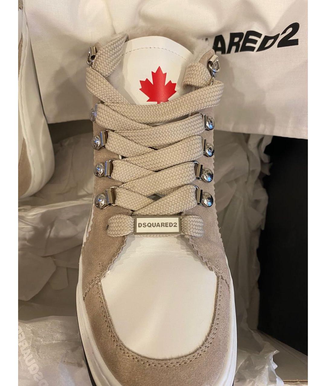 DSQUARED2 Бежевые кожаные кроссовки, фото 2