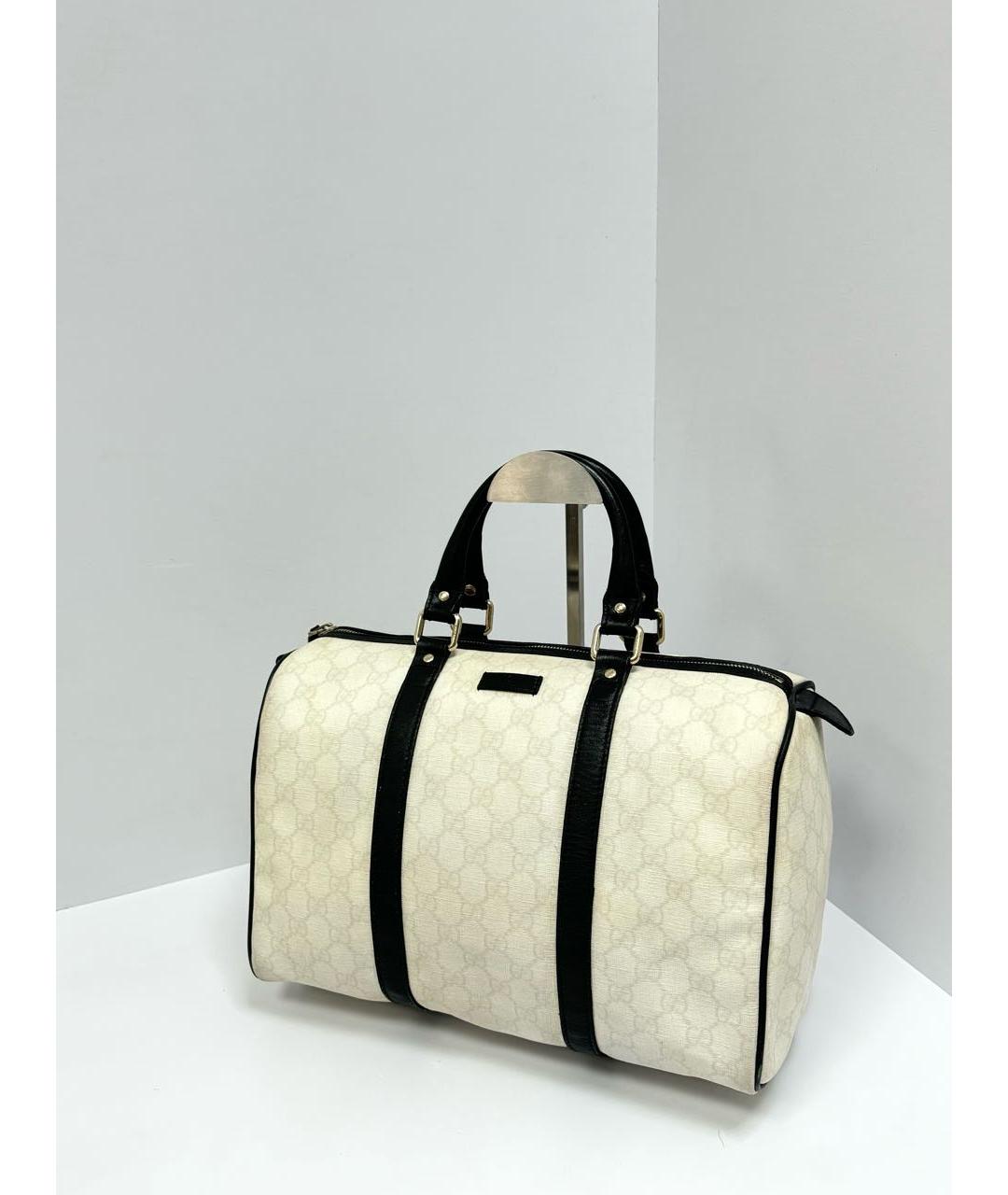 GUCCI Белая жаккардовая сумка с короткими ручками, фото 4