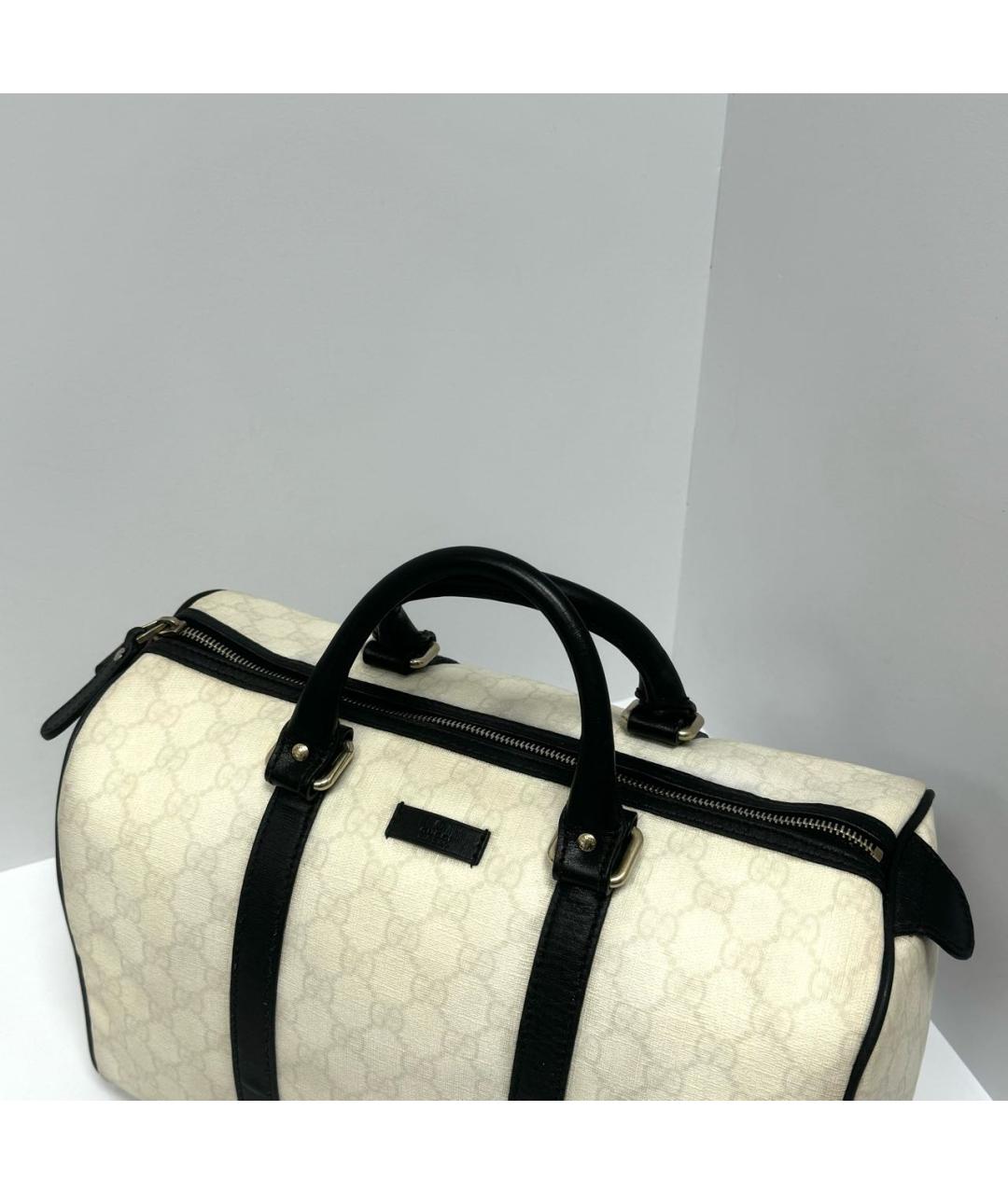 GUCCI Белая жаккардовая сумка с короткими ручками, фото 5