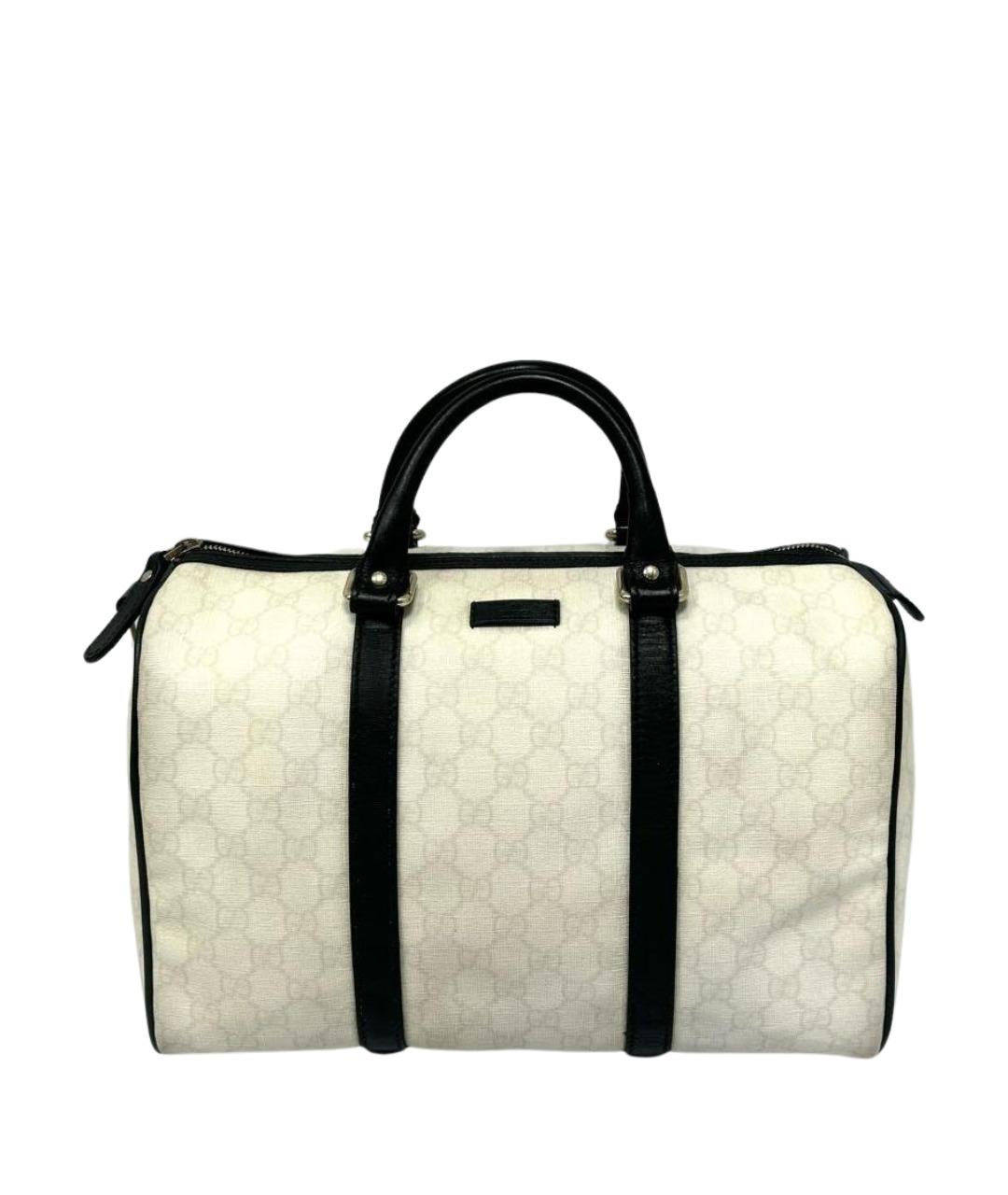 GUCCI Белая жаккардовая сумка с короткими ручками, фото 1