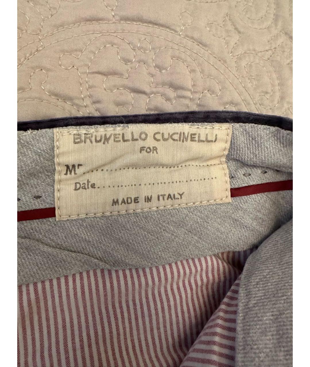 BRUNELLO CUCINELLI Синие кашемировые повседневные брюки, фото 3