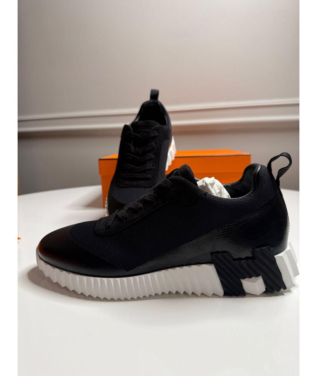 HERMES Черные текстильные низкие кроссовки / кеды, фото 5