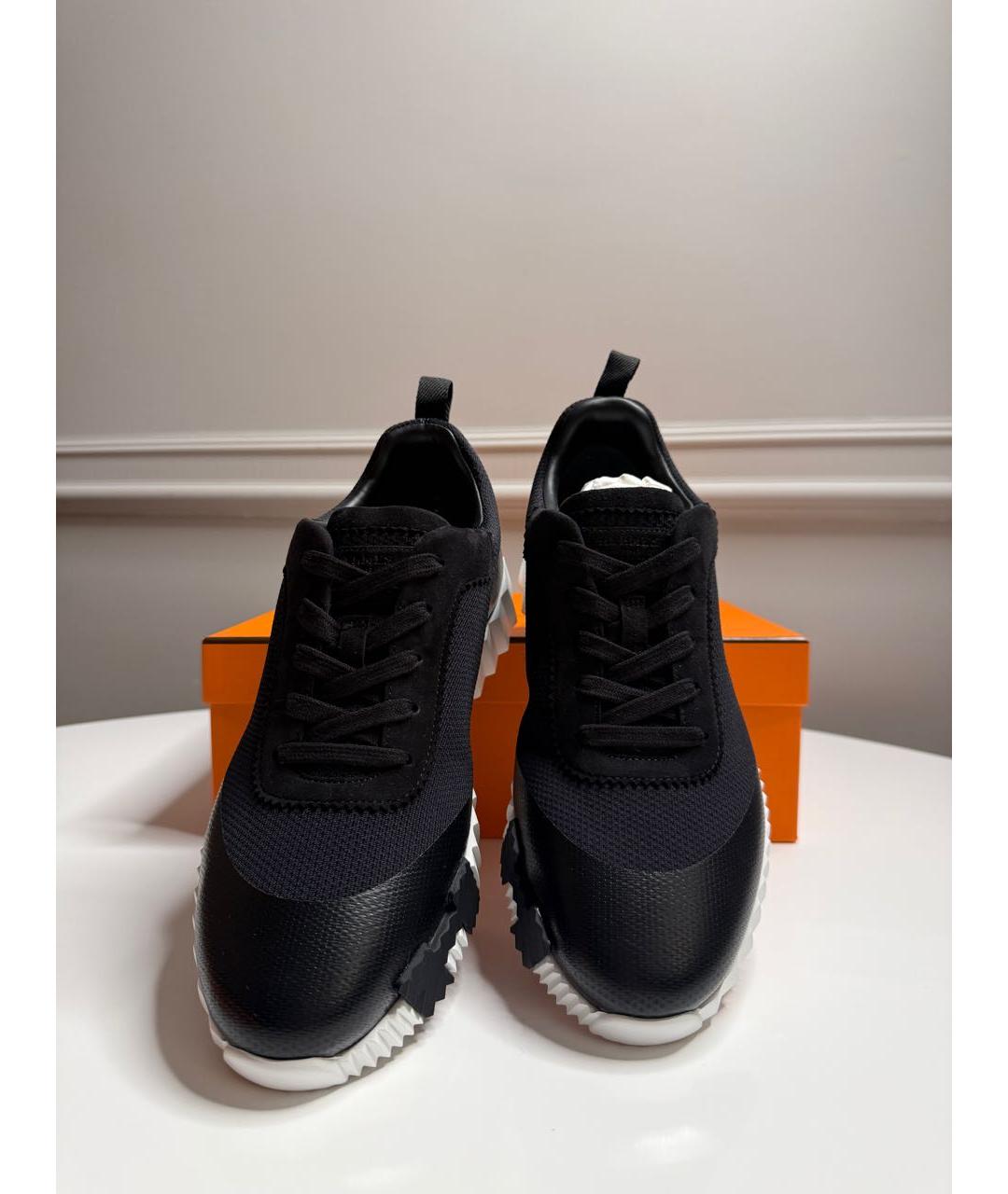 HERMES Черные текстильные низкие кроссовки / кеды, фото 2