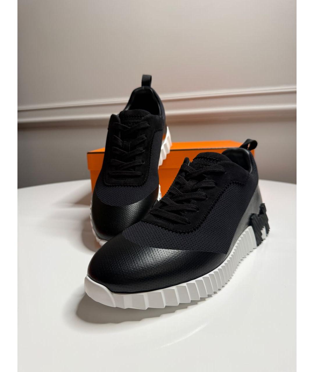 HERMES Черные текстильные низкие кроссовки / кеды, фото 3