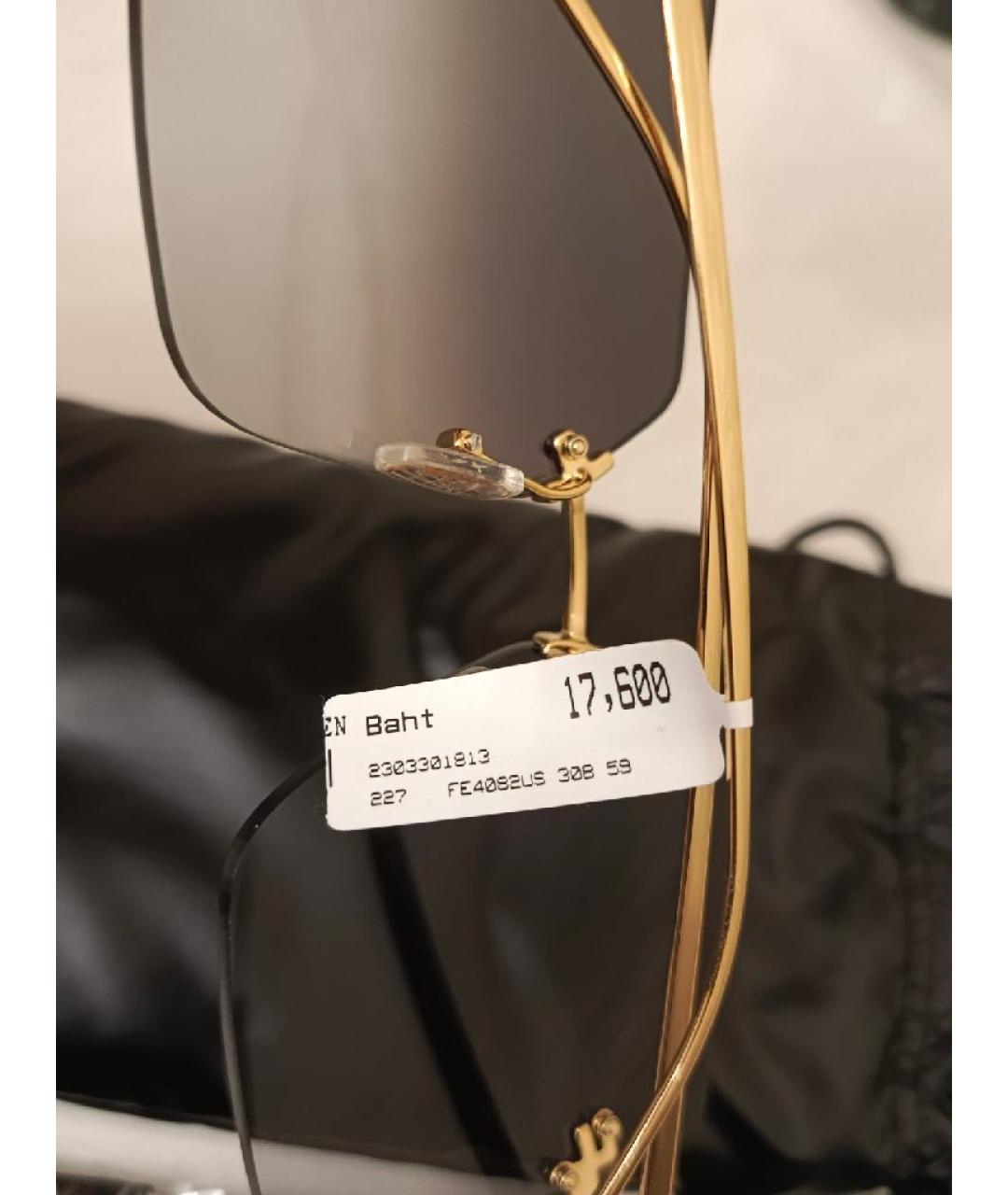 FENDI Золотые металлические солнцезащитные очки, фото 7