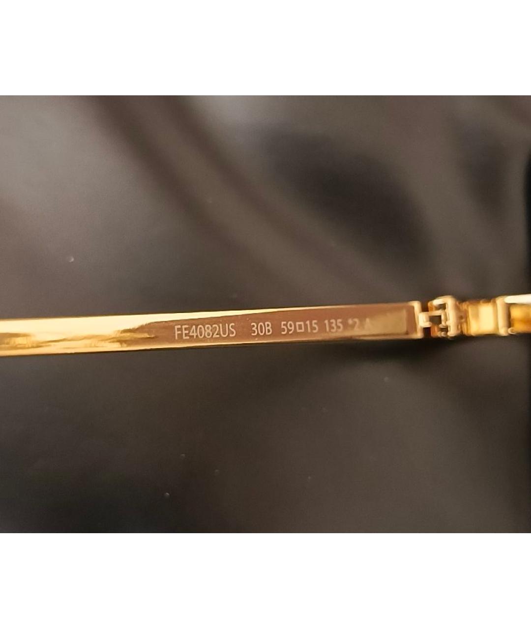 FENDI Золотые металлические солнцезащитные очки, фото 8