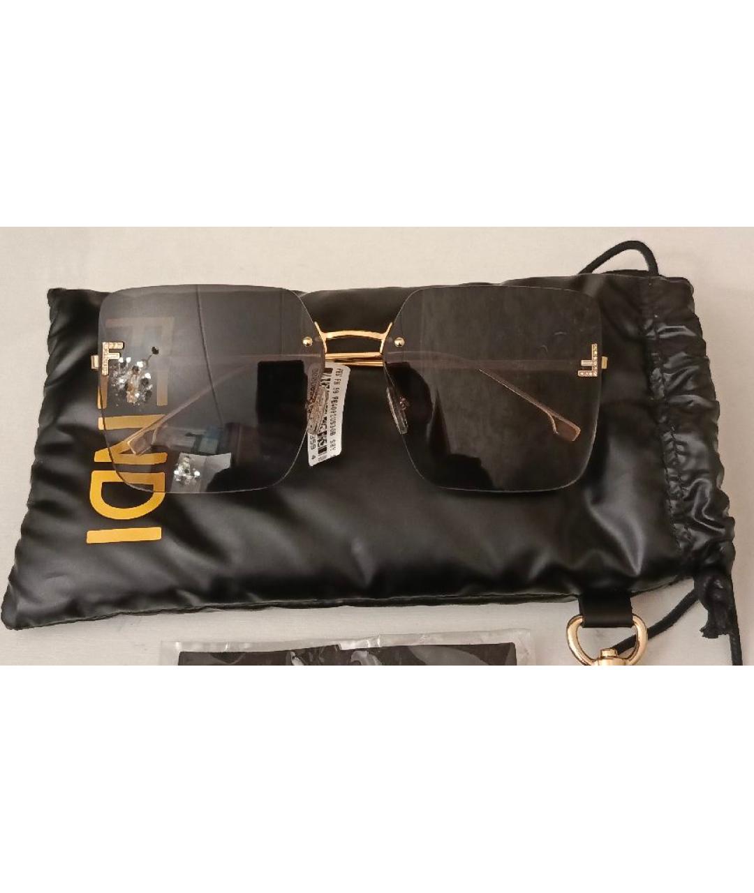 FENDI Золотые металлические солнцезащитные очки, фото 10