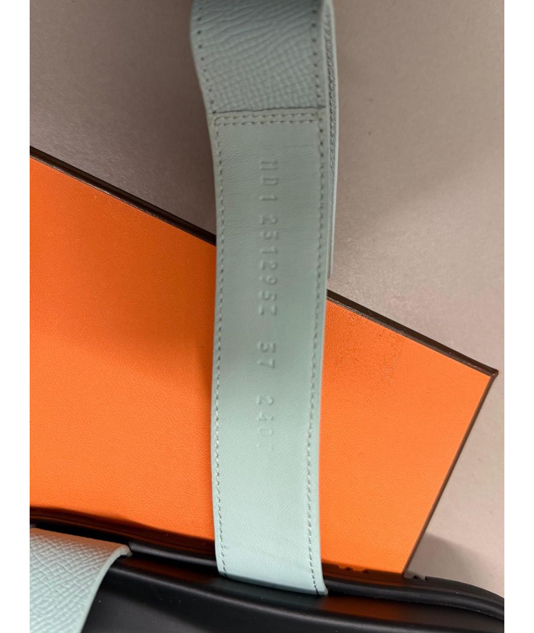 HERMES Салатовые кожаные шлепанцы, фото 6