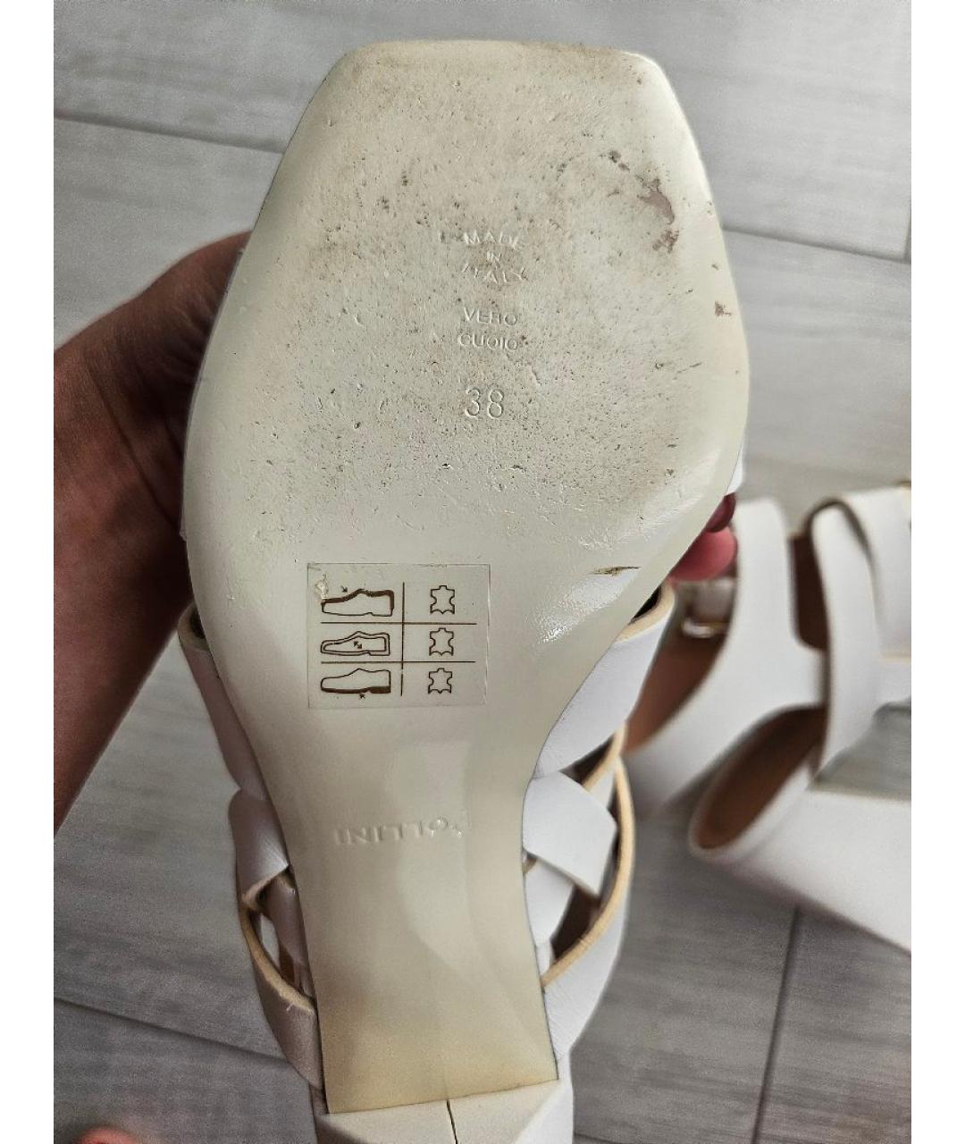 POLLINI Белые кожаные босоножки, фото 4