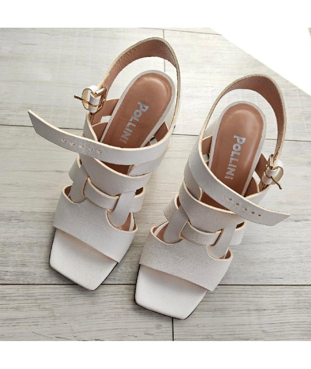 POLLINI Белые кожаные босоножки, фото 2