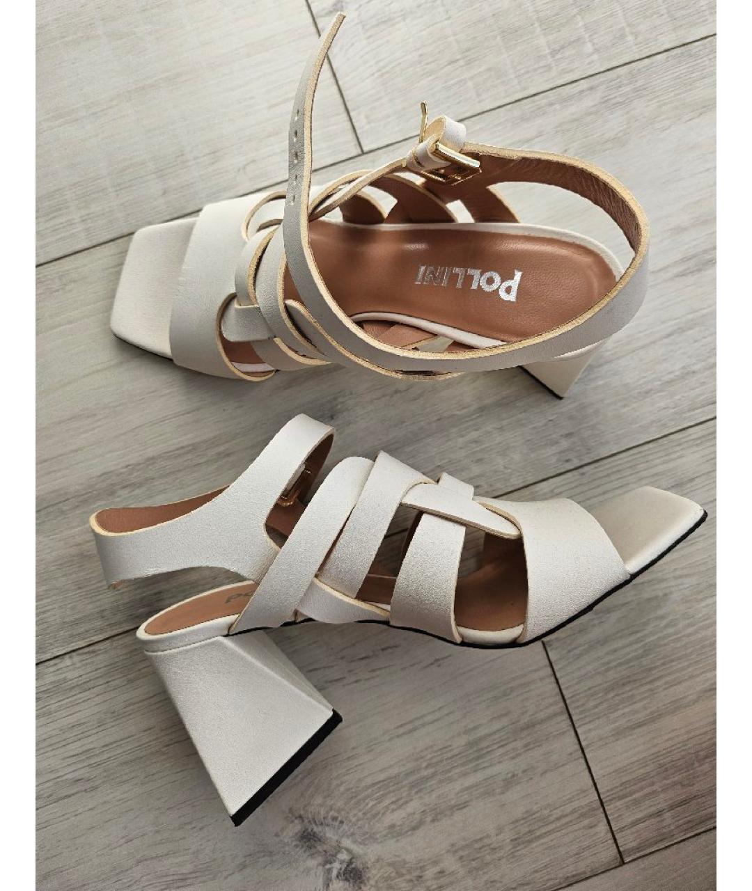 POLLINI Белые кожаные босоножки, фото 6