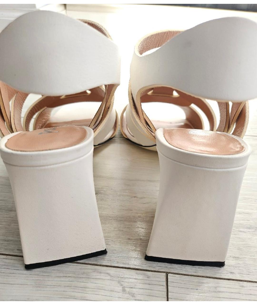 POLLINI Белые кожаные босоножки, фото 5