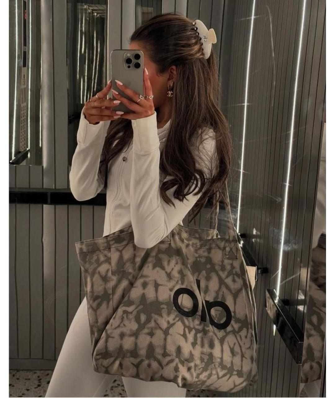 ALO YOGA Антрацитовая хлопковая сумка тоут, фото 6