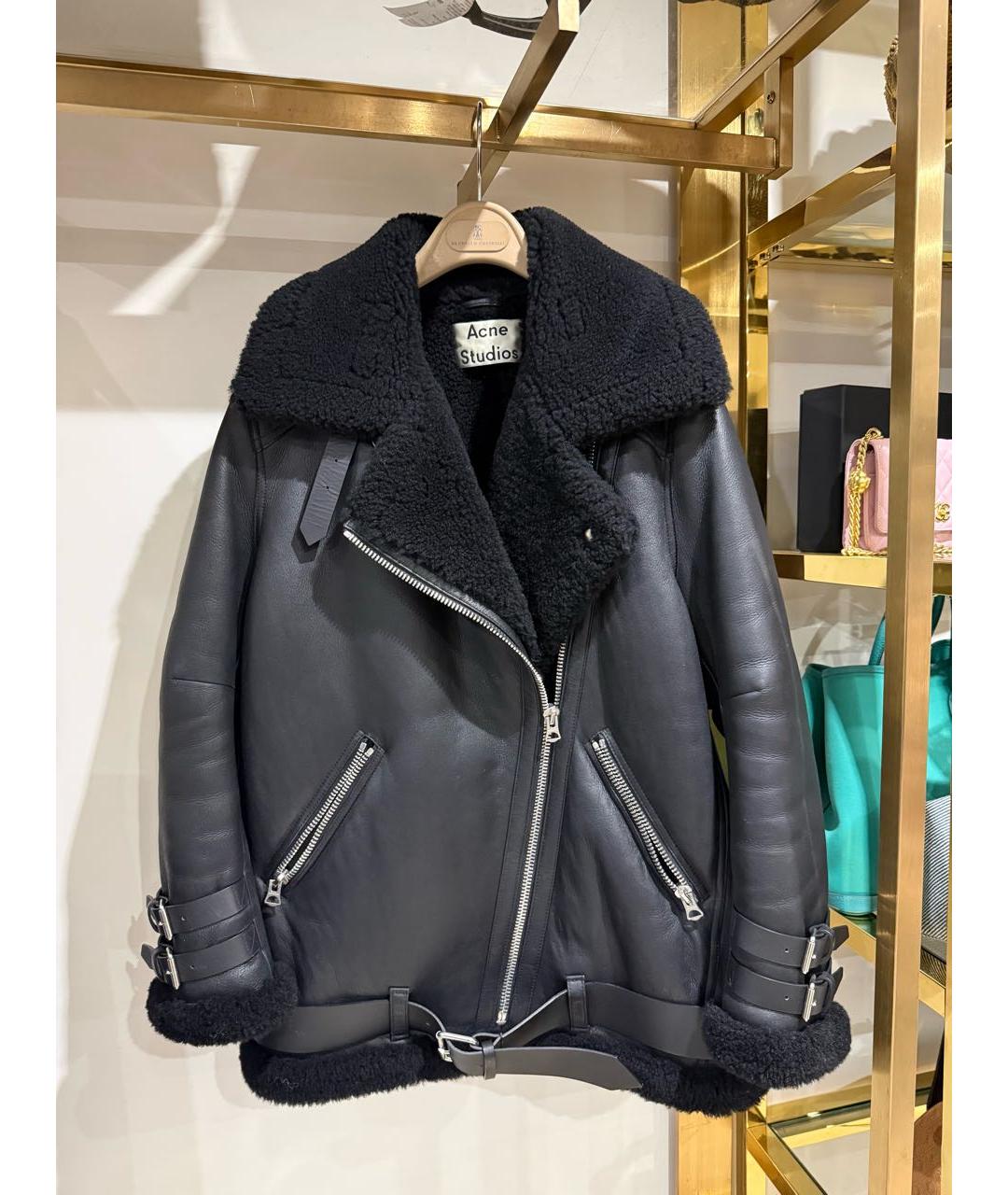 ACNE STUDIOS Черная кожаная дубленка, фото 2