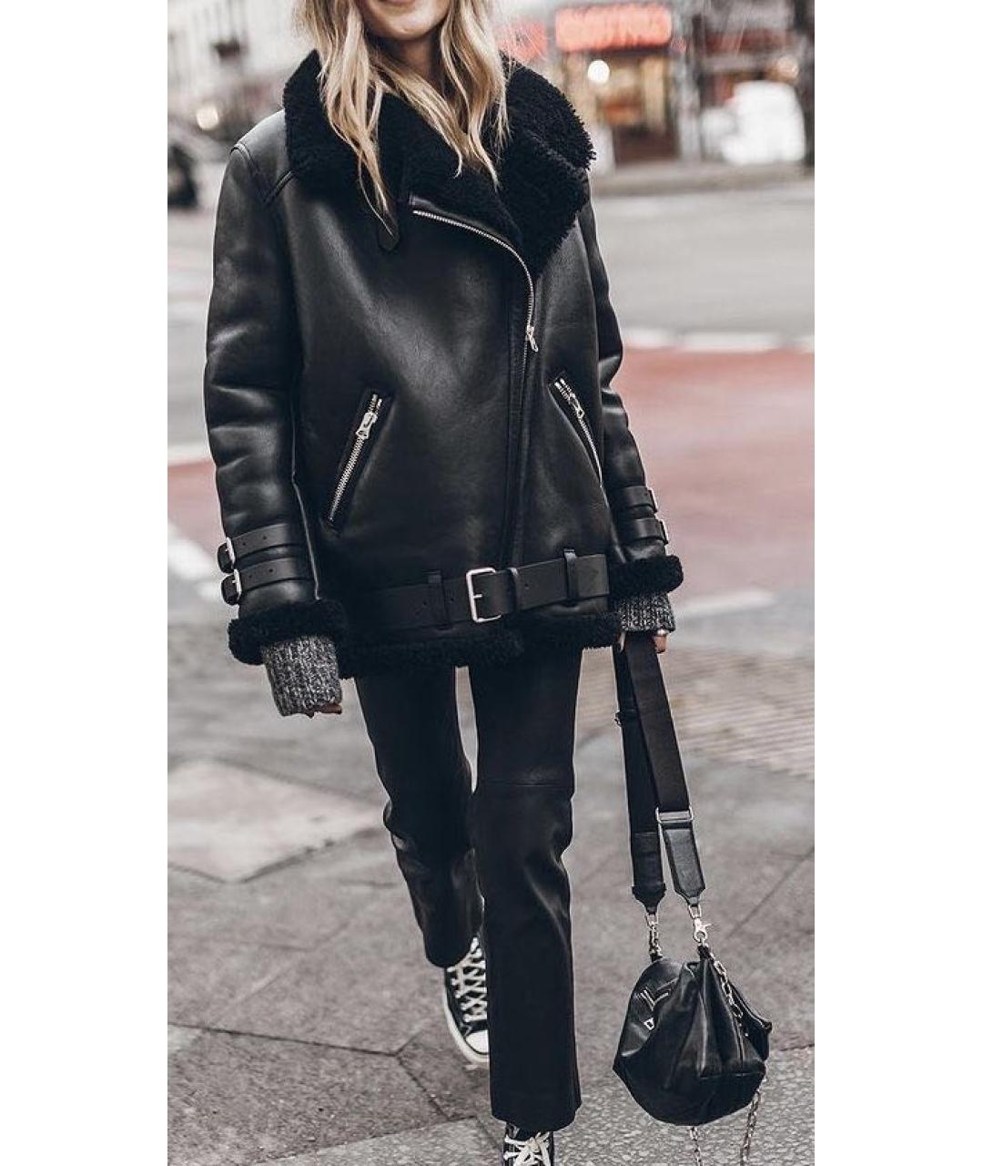 ACNE STUDIOS Черная кожаная дубленка, фото 6