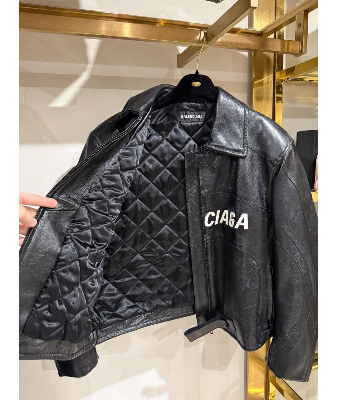 BALENCIAGA Черная кожаная куртка, фото 4