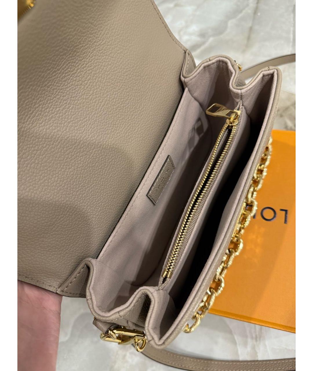 LOUIS VUITTON Бежевая кожаная сумка через плечо, фото 4