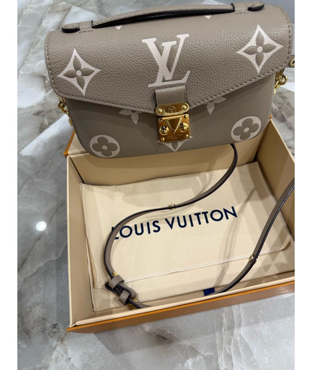 LOUIS VUITTON Бежевая кожаная сумка через плечо, фото 8