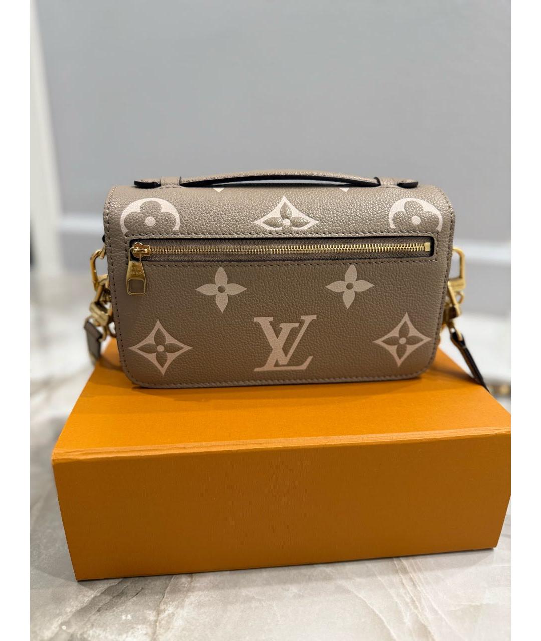 LOUIS VUITTON Бежевая кожаная сумка через плечо, фото 3