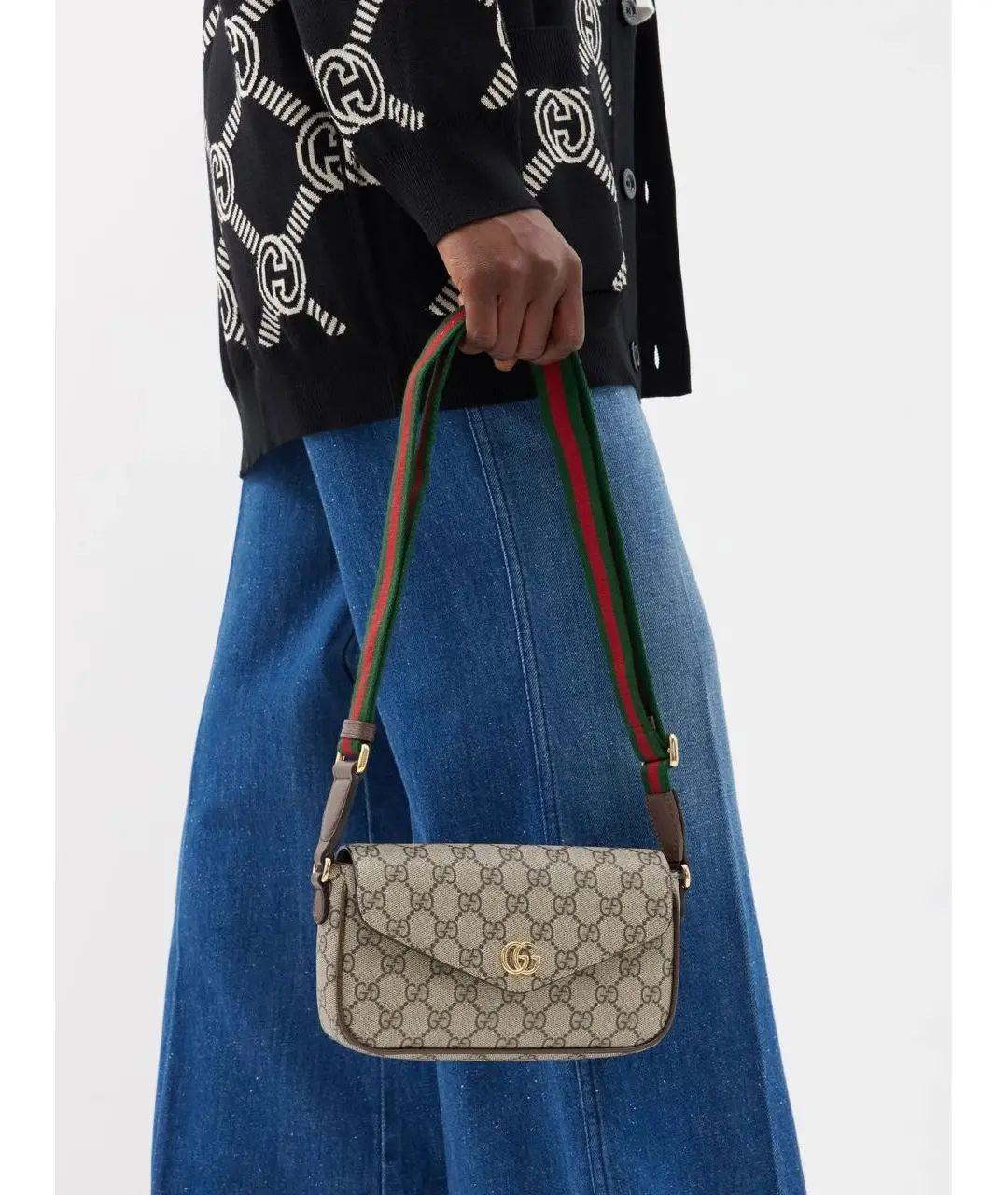 GUCCI Бежевая кожаная сумка через плечо, фото 5