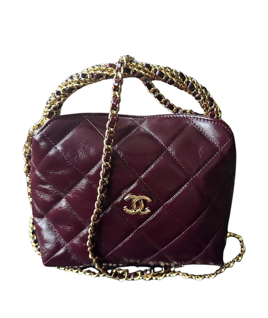 CHANEL Бордовая сумка через плечо из лакированной кожи, фото 1