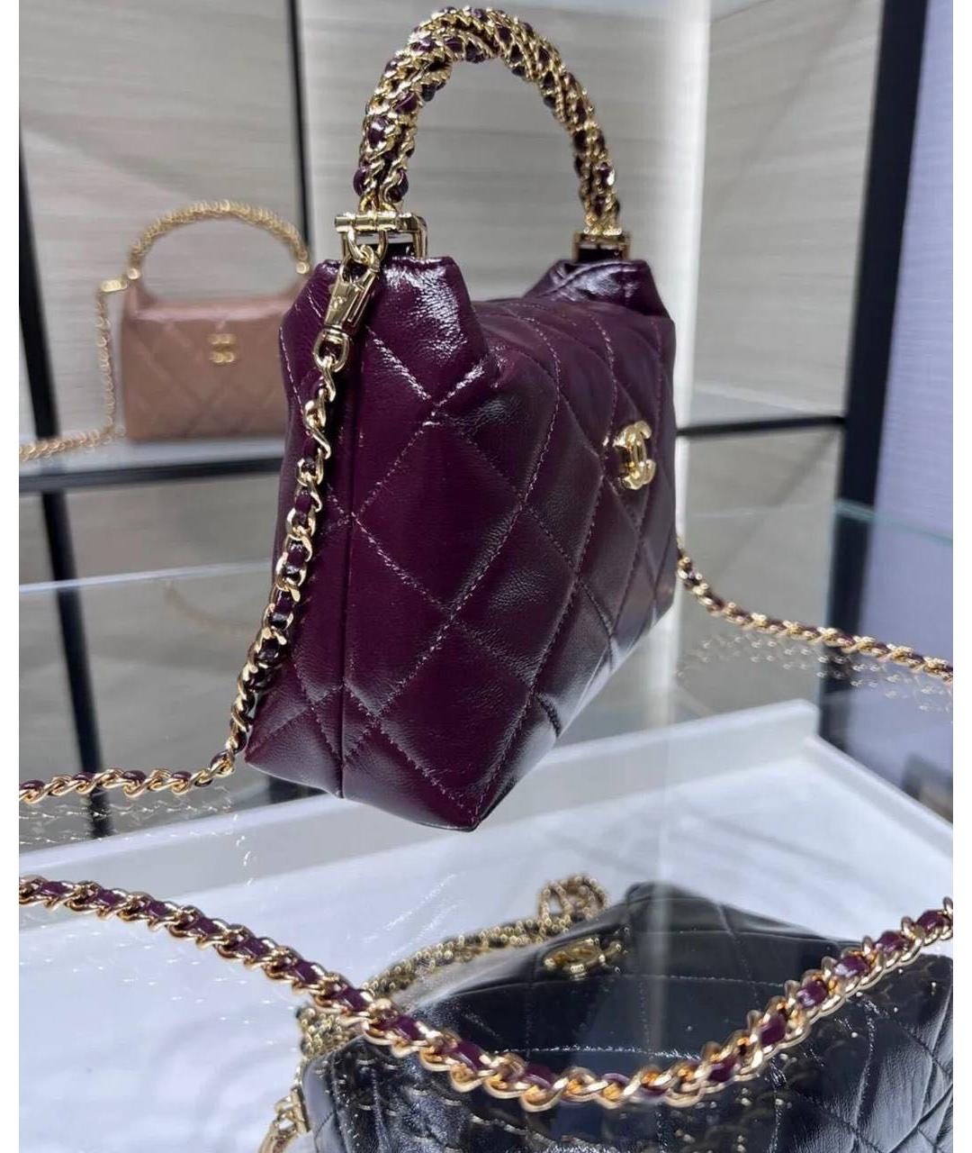 CHANEL Бордовая сумка через плечо из лакированной кожи, фото 4