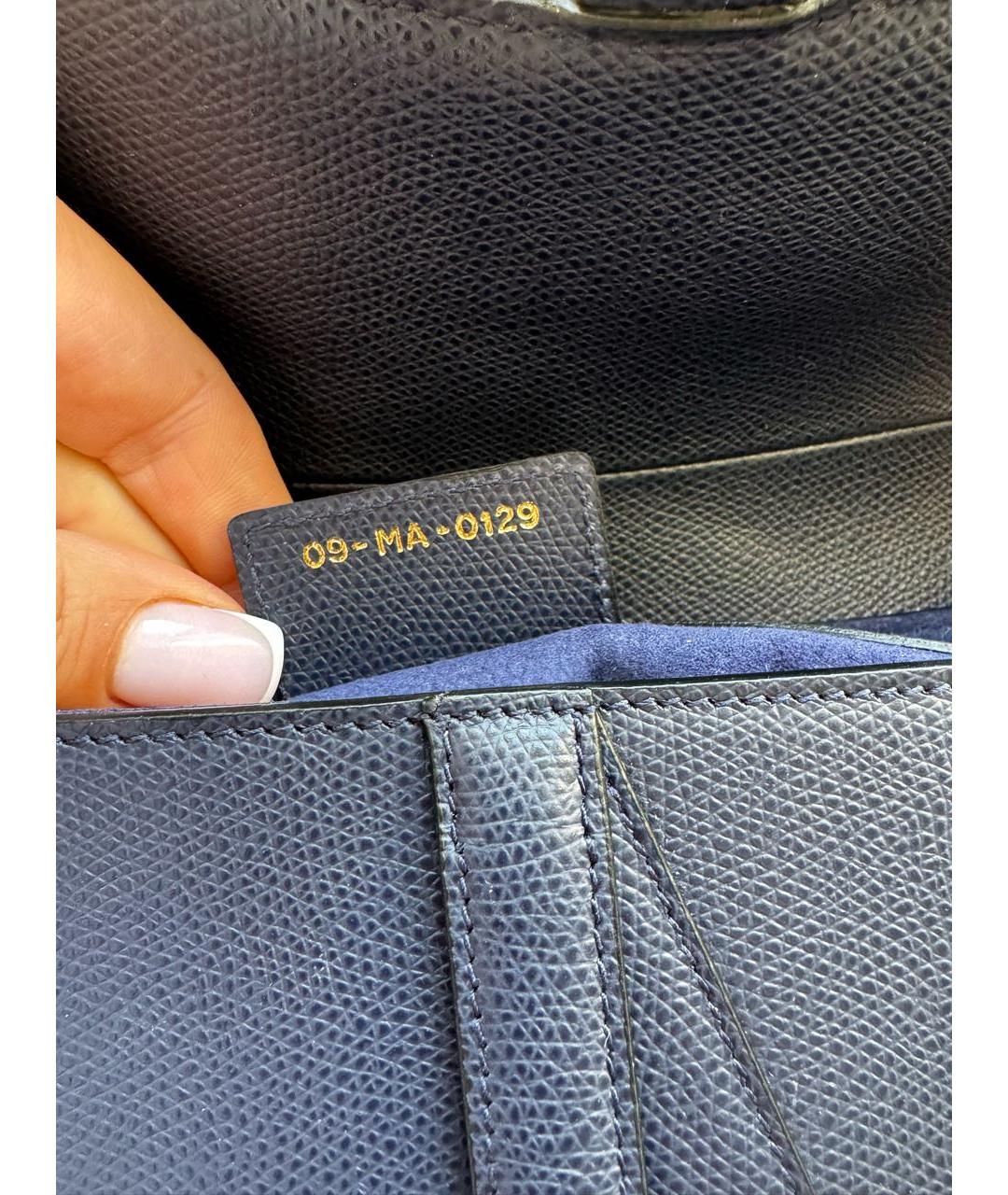 CHRISTIAN DIOR Темно-синяя кожаная сумка с короткими ручками, фото 7