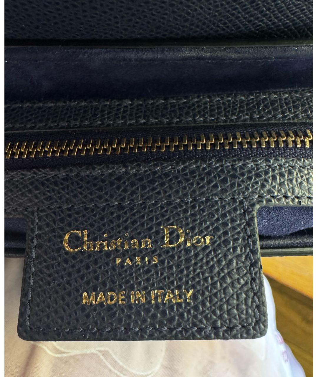 CHRISTIAN DIOR Темно-синяя кожаная сумка с короткими ручками, фото 6