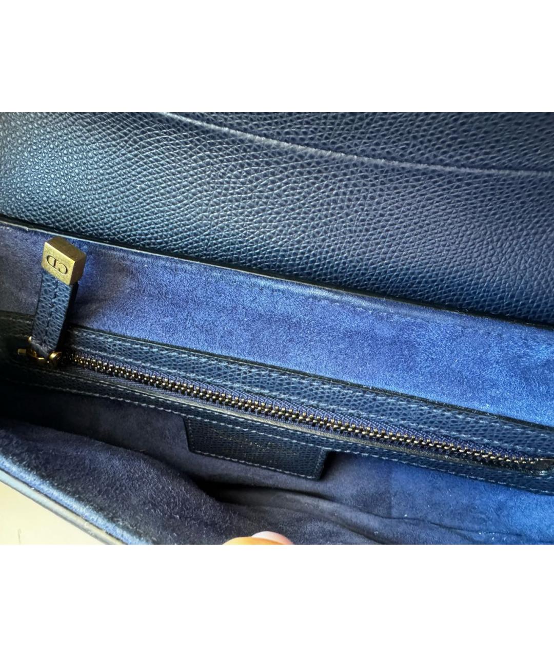 CHRISTIAN DIOR Темно-синяя кожаная сумка с короткими ручками, фото 5