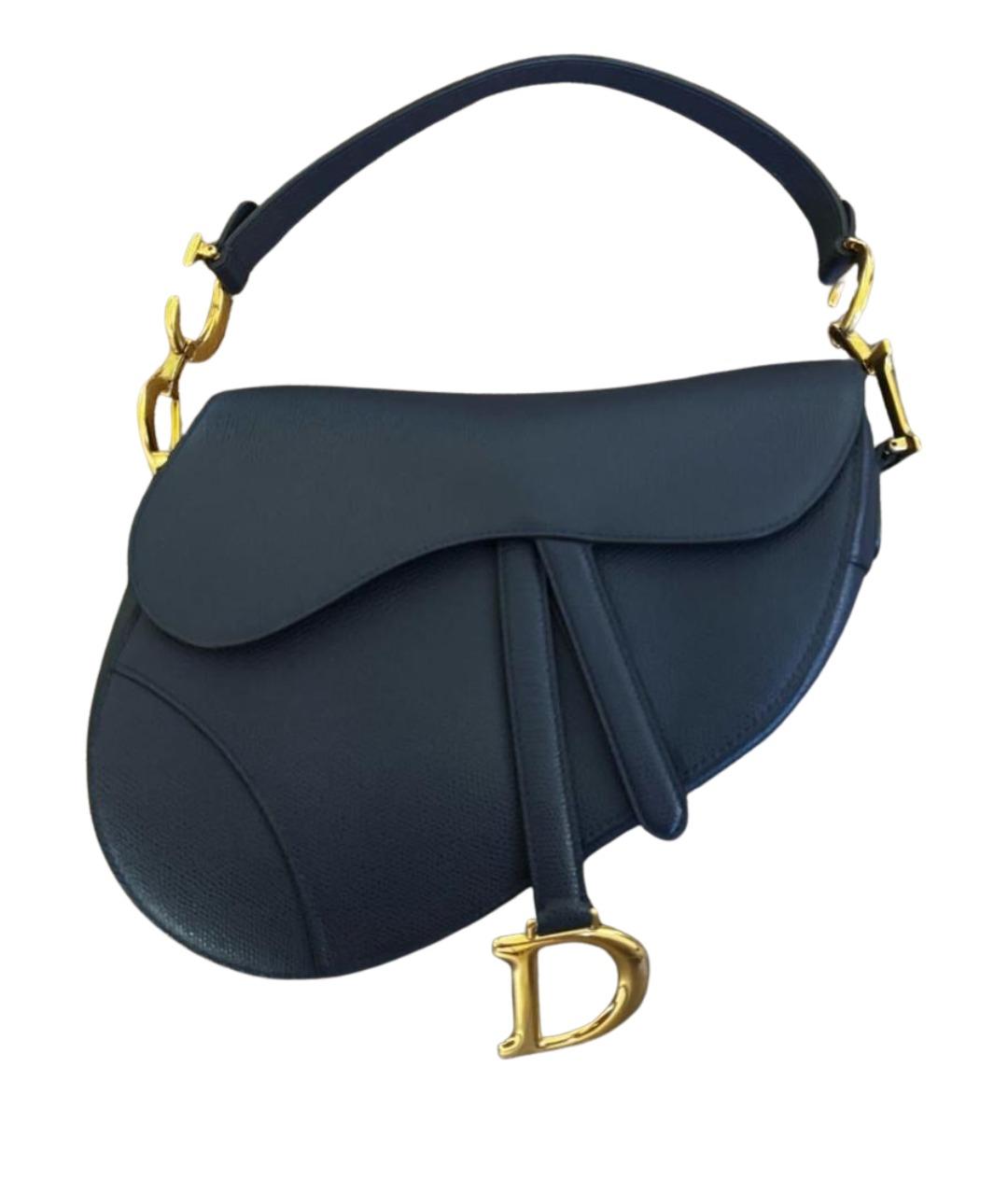 CHRISTIAN DIOR Темно-синяя кожаная сумка с короткими ручками, фото 1