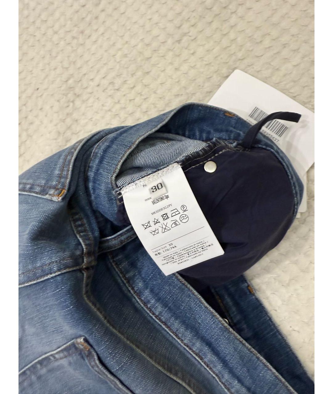 VALENTINO Голубые хлопко-эластановые прямые джинсы, фото 3