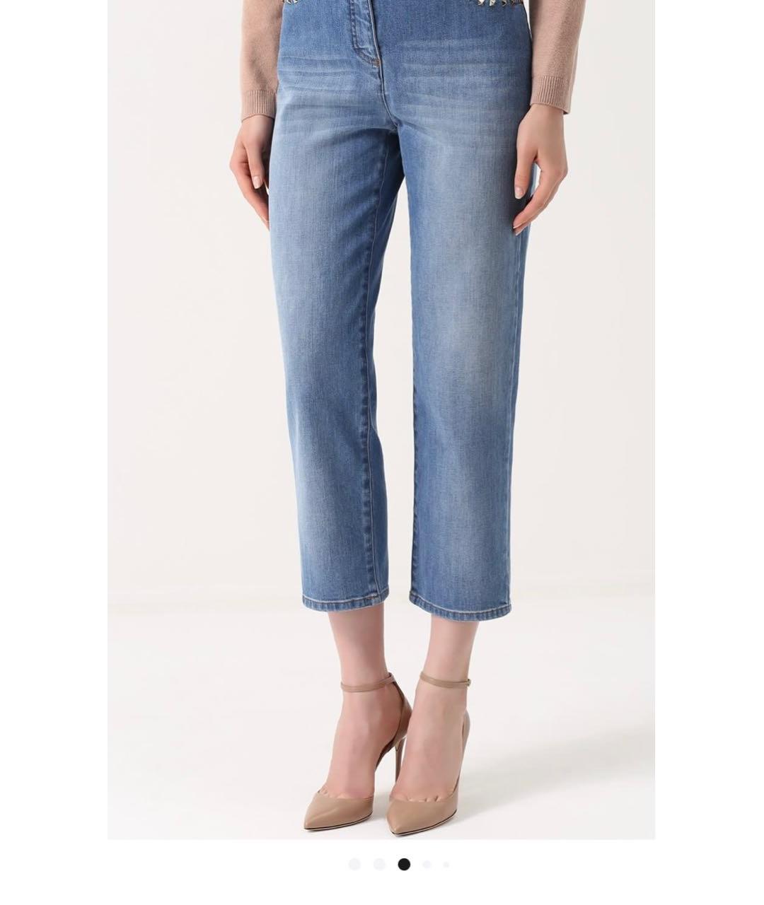 VALENTINO Голубые хлопко-эластановые прямые джинсы, фото 7