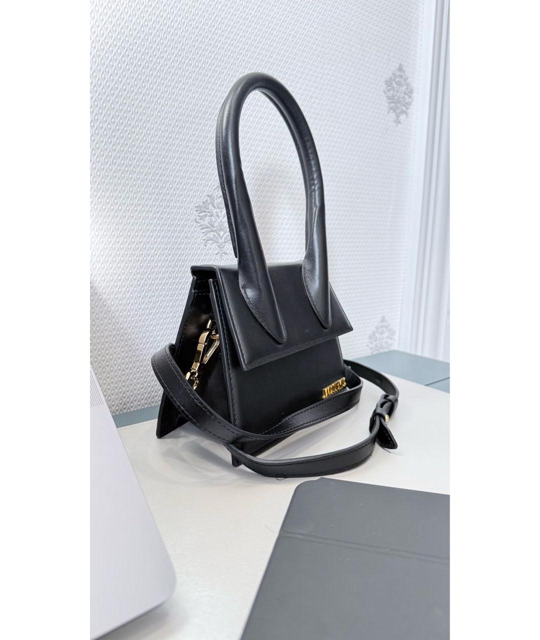 JACQUEMUS Черная кожаная сумка через плечо, фото 2