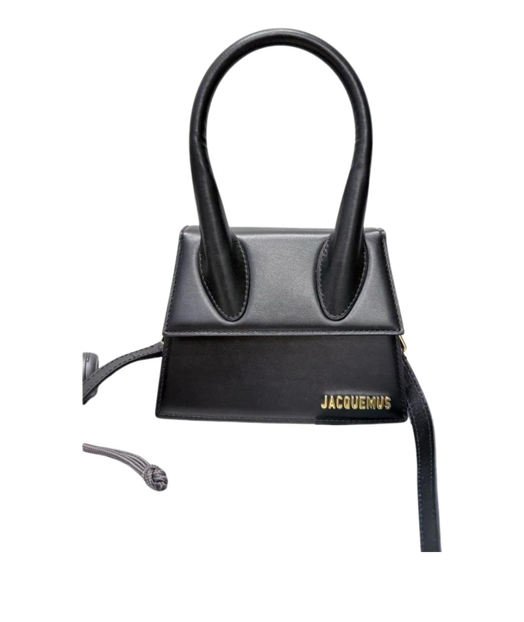 JACQUEMUS Черная кожаная сумка через плечо, фото 7