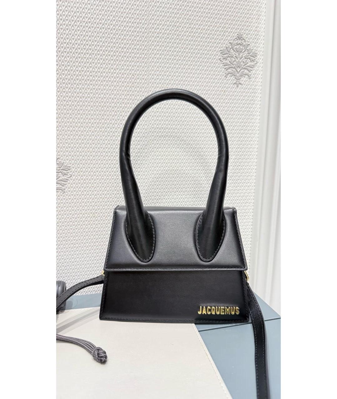 JACQUEMUS Черная кожаная сумка через плечо, фото 6