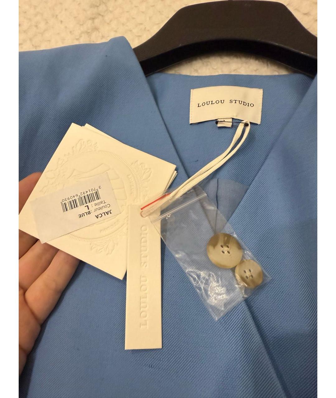 LOULOU STUDIO Голубой вискозный жакет/пиджак, фото 5