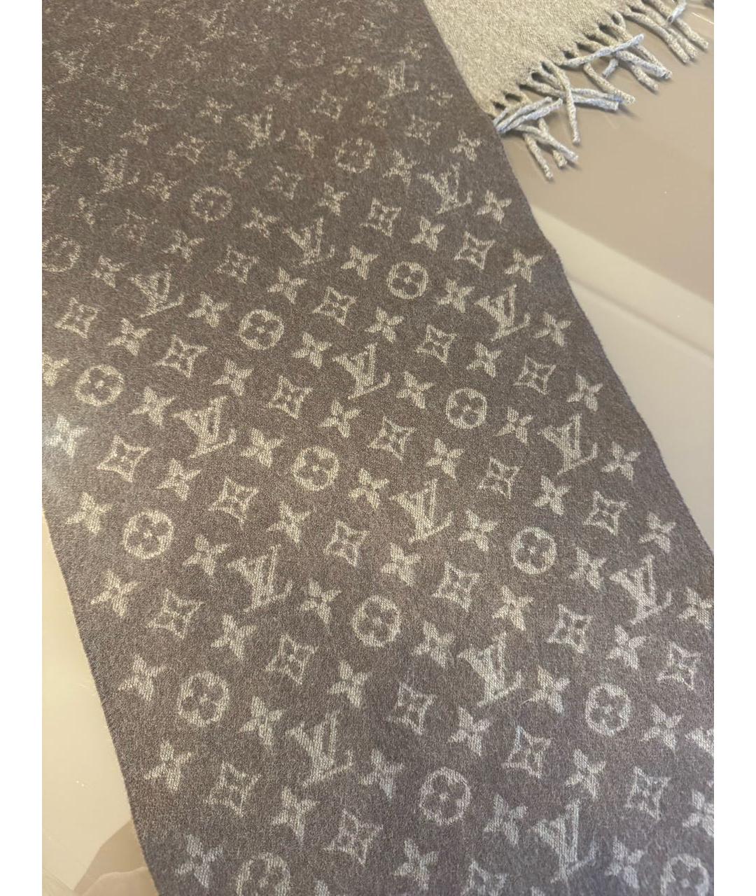 LOUIS VUITTON Коричневый кашемировый шарф, фото 2