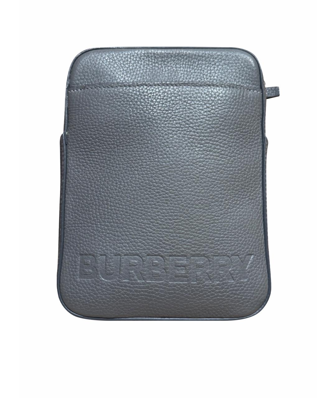 BURBERRY Серая кожаная сумка на плечо, фото 1