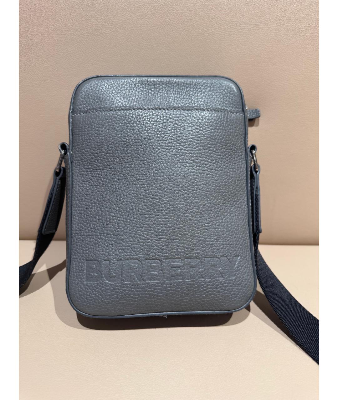 BURBERRY Серая кожаная сумка на плечо, фото 10