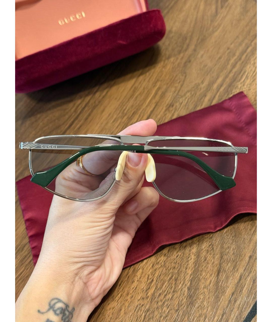 GUCCI Серые металлические солнцезащитные очки, фото 3