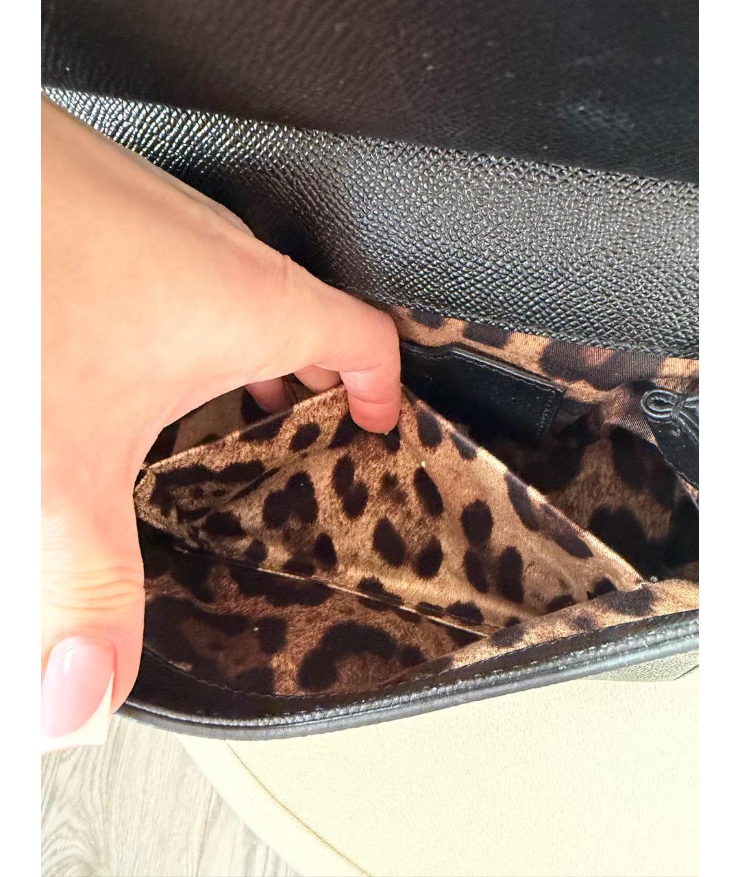 DOLCE&GABBANA Черная кожаная сумка с короткими ручками, фото 6