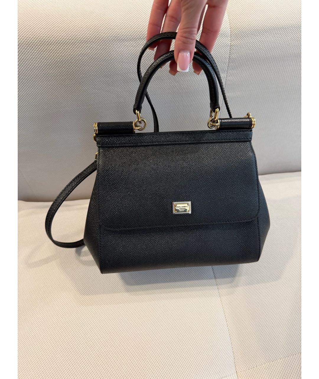 DOLCE&GABBANA Черная кожаная сумка с короткими ручками, фото 9