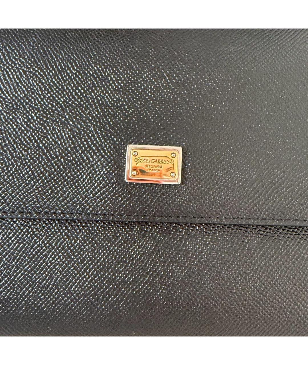 DOLCE&GABBANA Черная кожаная сумка с короткими ручками, фото 3