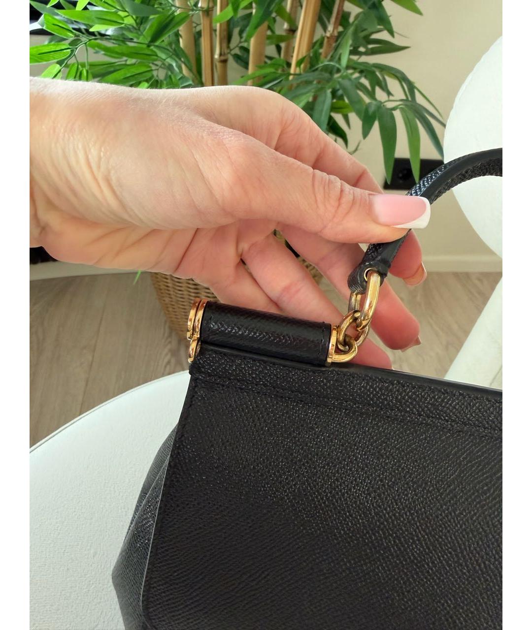 DOLCE&GABBANA Черная кожаная сумка с короткими ручками, фото 2