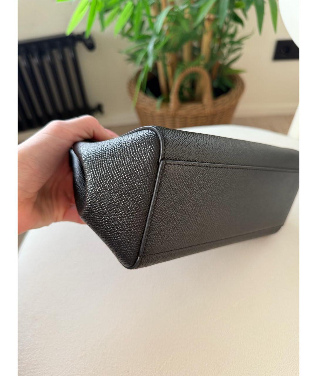 DOLCE&GABBANA Черная кожаная сумка с короткими ручками, фото 7