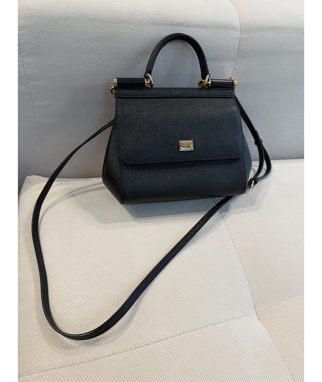 DOLCE&GABBANA Черная кожаная сумка с короткими ручками, фото 5