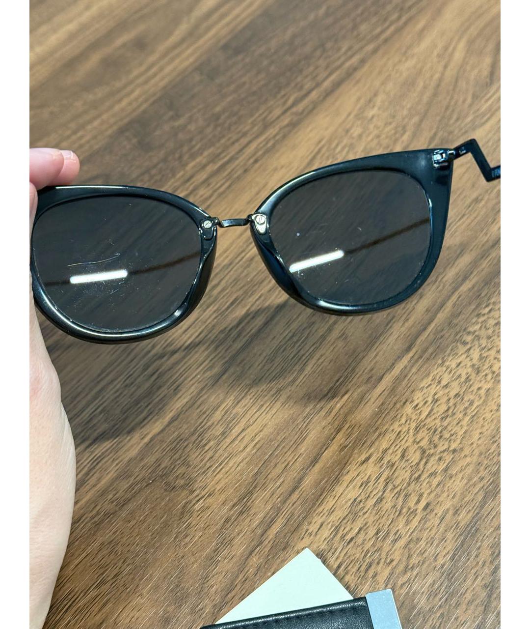 FENDI Черные пластиковые солнцезащитные очки, фото 6