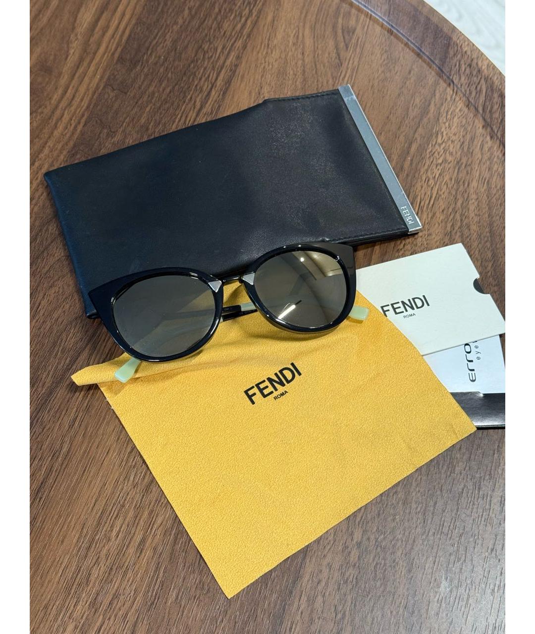 FENDI Черные пластиковые солнцезащитные очки, фото 4